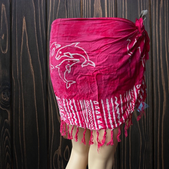 VINTAGE KOKO KNOT hot pink sarong swim coverup - Picture 4 of 4